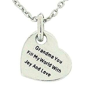 【送料無料】アクセサリー ネックレス シルバーカラーペンダントtoc color argento grandma nonna you fill my world ciondolo a cuore