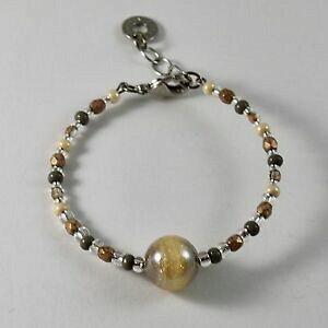 �y���������z�A�N�Z�T���[�@�l�b�N���X�@�J�t�x�j�X�����m�K���X�{�[��bracciale antica murrina venezia vetro di murano sfere giallo marrone, 19 cm