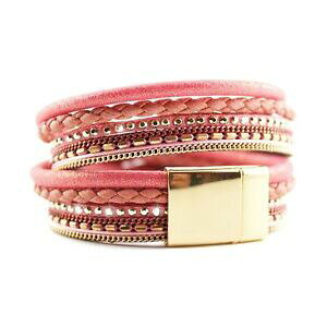 yzANZT[@lbNX@uXbgcA[NX^bv[Ybracelet wrap slake strass duble tour brillants cristal en cuir de daim rose