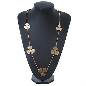 �y���������z�A�N�Z�T���[�@�l�b�N���X�@�S�[���h�g���t�H�C���y���_���glunghi placcato oro con trama trifoglio ciondolo 100cm lunghezza6cm estensione