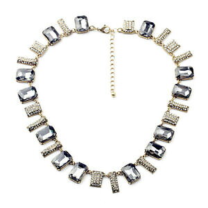 �y���������z�A�N�Z�T���[�@�l�b�N���X�@�R���A�[�A�[���f�R�N���X�^��collier dor art deco chaine carr rectangle cristal gris original osc 1