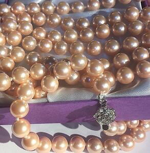 �y���������z�A�N�Z�T���[�@�l�b�N���X�@�s���N�l�b�N���X�V���o�[�v�����o�b�N��ne rosa shell collana di perle annodata lunga 134 cm fibbia in argento 116 g boxd plum uk