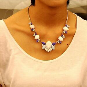 yzANZT[@lbNX@collana goccia beige blu cristallo retr moderno originale sera matrimonio qt 8