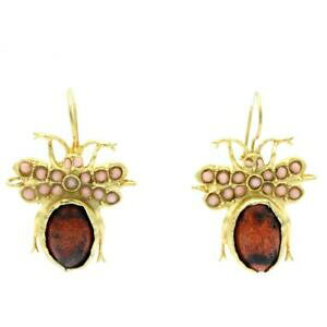 �y���������z�A�N�Z�T���[�@�l�b�N���X�@�n���h���C�h�C�������Oaylas placcato oro semi preziosi gem stone honey bee handmade earrings