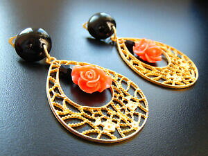 yzANZT[@lbNX@TSr[COCOorecchini orecchini in oro colore con fiore in corallo, di catia levy