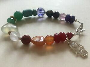 yzANZT[@lbNX@`NJtX^[Ot@eB}Vo[nhgenuine trama grossa chakra gemstone bracciale ooak argento sterling charm mano di fatima