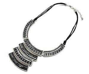 yzANZT[@lbNX@RAcc1116f * collier plastron ethnique pendentif multirangs mtal perles bleu nuit