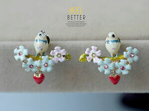 yzANZT[@lbNX@bLstCh|egGihbvCOorecchini a perno dorato patatine fritte uccello fiore smalto blu goccia rosso