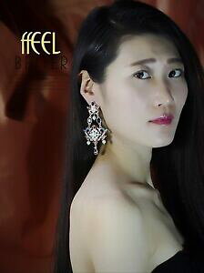 �y���������z�A�N�Z�T���[�@�l�b�N���X�@�S�[���f���C�������Oorecchini dorato grandi candeliere blu rosso leggero filigrana matrimonio yw1