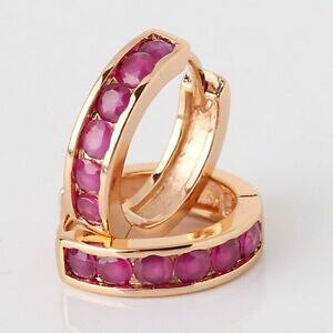 yzANZT[@lbNX@ktCG[S[hr[EhCOsNTt@CA18 kt oro giallo riempito autentico rubino abbraccino rotondo orecchini nuvoloso zaffiro ros