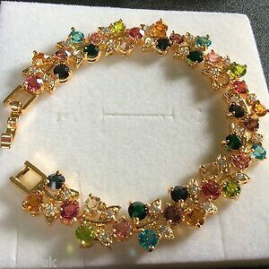 yzANZT[@lbNX@}`J[S[huXbgS[hgb multi colore gemme, 7 bracciale oro midas gold filled boxed prugna uk