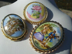 �y���������z�A�N�Z�T���[�@�l�b�N���X�@���b�g�����[�W��joli lot de 3 broches ancienneslimoges