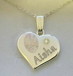 �y���������z�A�N�Z�T���[�@�l�b�N���X�@�J�X�^���y���_���g�l�b�N���Xincisione personalizzata impronte digitali collana con ciondolo regalo per mamme