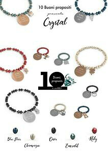 yzANZT[@lbNX@JtNX^bV[10 buoni propositi bracciale donna acciaio e rondelle in cristallo con frase