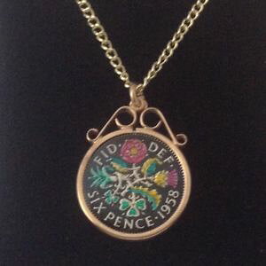 yzANZT[@lbNX@yXRCGiy_gubNS[h1958 sei pence monete smaltato ciondolo neroorocolore 61st bdayanniversario