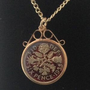 yzANZT[@lbNX@yXRCGiy_gbhS[h1955 sei pence monete smaltato ciondolo rossooro 64th compleannoanniversario