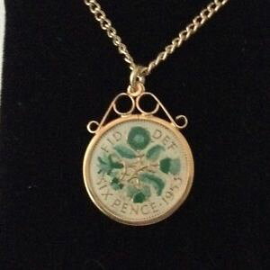 yzANZT[@lbNX@yXRCGiy_gzCgS[h1953 sei pence monete smaltato ciondolo biancoorocolore 66th compleanno