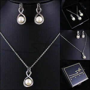 yzANZT[@lbNX@`F[CORCp[zCgS[hXtXL[GgJ[gset catena orecchini a bottone * infinita * perla oro bianco pl, swarovski element