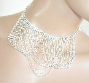 yzANZT[@lbNX@Vo[lbNX`[J[C[collana argento girocollo donna strass fili collarino bigiotteria sposa f320