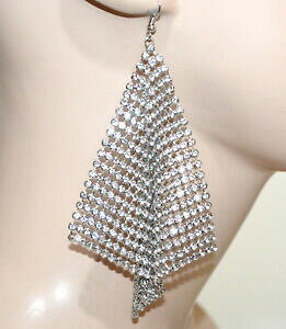 yzANZT[@lbNX@COCXg[Vo[y_gorecchini donna strass argento pendenti lunghi cristalli brillantini uhani g44