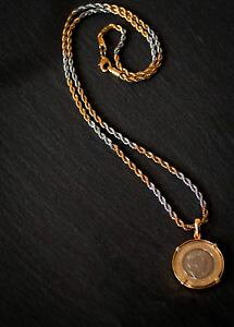 yzANZT[@lbNX@RCy_glbNXg[`F[cerchiato una sterlina moneta ciondolo collana, due toni non preziose catena