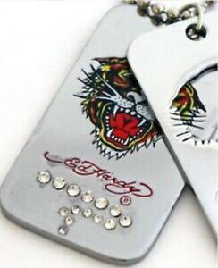 �y���������z�A�N�Z�T���[�@�l�b�N���X�@�G�h�n�[�f�B�N���V�b�N�^�C�K�[�_�u���^�O�`�F�[���G�L�]�e�B�b�Nauthentic ed hardy classic tiger doppia dog tag a un pendente catena unico bello esotico