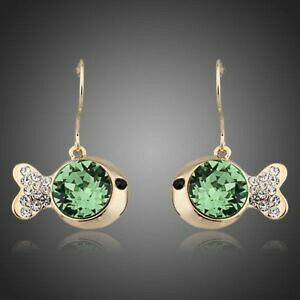 yzANZT[@lbNX@y_gCOplaccato oro verde di cristallo orecchini pendenti pesce per donne ragazze donna mje0087