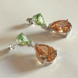 �y���������z�A�N�Z�T���[�@�l�b�N���X�@�f�U�C�i�[�I�����W�g�p�[�Y�y���h�b�g�h���b�v�z���C�g�S�[���h�C�������O�v�����C�M���Xp designer arancione topazio amp; peridot pera goccia oro bianco gf orecc