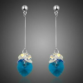 【送料無料】アクセサリー　ネックレス　ハートペンダントイヤリングseablue strass cuore orecchini pendenti per le donne signore ragazze mje0267