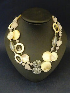 �y���������z�A�N�Z�T���[�@�l�b�N���X�@�r���e�[�W�p�[���l�b�N���X�s���N�h���b�vvintage madreperla amp; collana di quarzo rosa drop circa 50cm