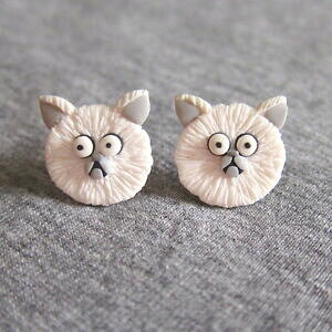 【送料無料】アクセサリー ネックレス ペルシャイヤリングweird girl e mr whiskers frankenweenie persiano bianco whimsical cat orecchini