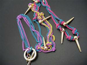 �y���������z�A�N�Z�T���[�@�l�b�N���X�@�{�j�[�W���i�X�l�b�N���X�q���gbonnie jonas colorato smalto strati collana multicatena goldtone w punte
