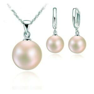 yzANZT[@lbNX@X^[OVo[y_gZbgCOlbNX925 argento sterling orecchini collana con ciondolo perla matrimonio mothers gift set