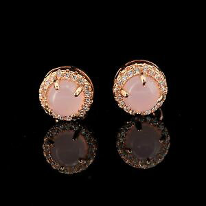 yzANZT[@lbNX@orecchini a perno patatine fritte tondo argento massiccio 925 quarzo rosa