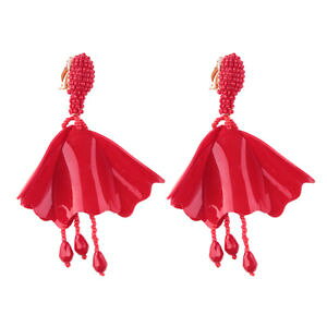 �y���������z�A�N�Z�T���[�@�l�b�N���X�@�C�������O�N���b�v�p�[���~�j�n���f�B�N���t�g���b�horecchini clip candeliere petalo resina mini perla rosso artigianale j11