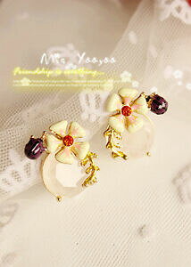 【送料無料】アクセサリー ネックレス イヤリングゴールドクリップフライドポテトベージュエナメルシークレットジャルダンレトロorecchini clip dorato patatine fritte smalto beige fiore secret jardin re