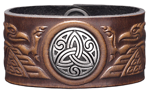 �y���������z�A�N�Z�T���[�@�l�b�N���X�@�u���X���b�g�Z���e�B�b�N�g���j�e�Bbracciale in pelle 36 mm con impresso celtico uccelli e concho trinity