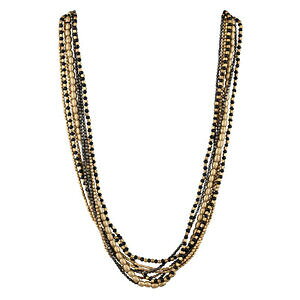 �y���������z�A�N�Z�T���[�@�l�b�N���X�@�r�[�Y�J���[�u���b�N�S�[���h�l�b�N���X���C��81stgeneration collana in ottone perline color oro nero miste 8 fili 51 cm