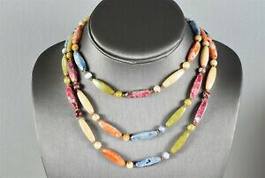 yzANZT[@lbNX@}`J[AK^lbNX46 favolosi e lungo ~ multicolore agata collana ~ acceso