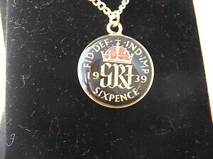 yzANZT[@lbNX@yXRCGiy_gubNS[hsNR[1939 sei pence monete smaltato ciondolo neroorocorallo rosa 80th compleanno