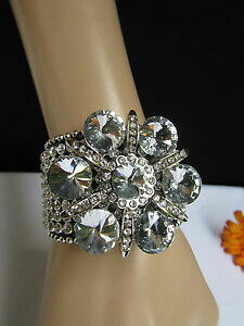 yzANZT[@lbNX@Vo[ubNt@bVU[JtCXg[r[Ydonna fiore argento bling moda nero, in pelle bracciale da polso perline strass