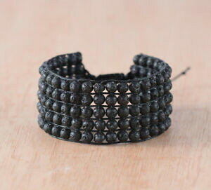 yzANZT[@lbNX@bvP[uJtuXbgroccia naturale lava stone bracciale con perline wrap nero mens cavo bracciale dellamicizia