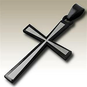 yzANZT[@lbNX@XeXX`[y_gNXciondolo croce in acciaio chirurgico, con bordo nero pa1032