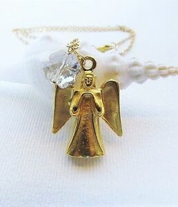 yzANZT[@lbNX@`F[XtXL[NX^oveX}catenaangelo e quadrifoglio swarovski cristallo portafortuna regalo battesimo