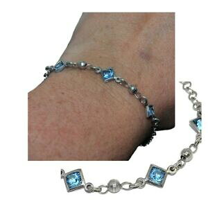 yzANZT[@lbNX@\bhVo[bVNX^T[NuXbgbraccialetto in argento massiccio 925 a maglie cerchio cristallo blu 17cm