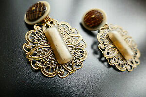 yzANZT[@lbNX@RX`[WG[COCOuYuEx[Wr[bigiotteria orecchini orecchini placcati oro bronzo beige marrone perle, di ctia levy