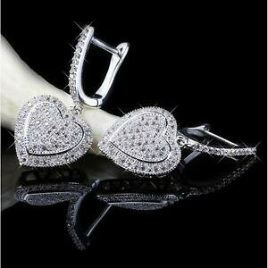 【送料無料】アクセサリー ネックレス イヤリングハートホワイトkホワイトゴールドorecchini cuore zirconi bianchi 750er oro bianco 18k dorato argento o2812s