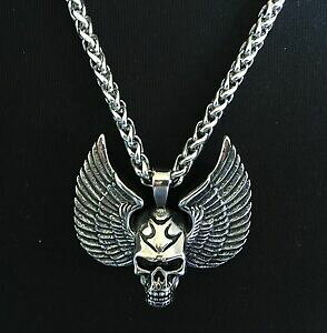 yzANZT[@lbNX@y_gXJlbNXciondolo skullamp;wings grosso lunghezza della collana 60cm 5mm tutto