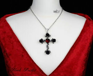 yzANZT[@lbNX@SVbNNX[YlbNXXtXL[NX^donna gotico nero croce rose collana con cristalli swarovski da alchimia