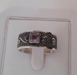 �y���������z�A�N�Z�T���[�@�l�b�N���X�@�N���G�C�V�����A���W�F���gagnes creations bague anneau femme en argent 925 ornee amethyste taille 54